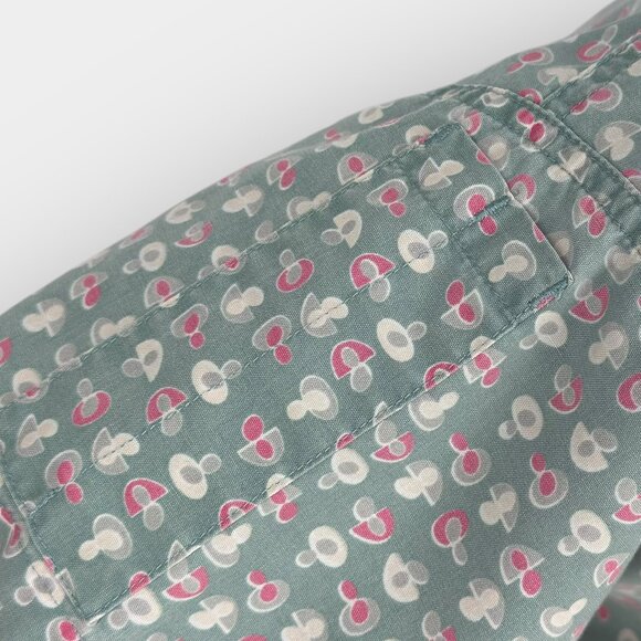 MOBB Womens Mock Wrap V Neck Scrub Top Green Print Short Sleeve S/M P - Picture 6 of 8